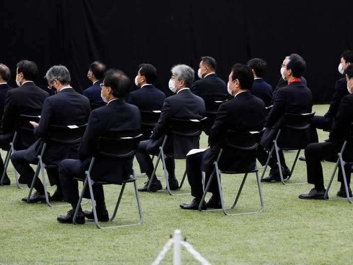 The public was banned from the ceremony, while those in attendance had to socially distance from each other.