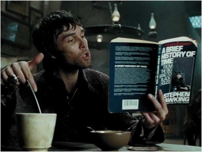 A wizard - played by former Stone Roses frontman Ian Brown - stirs a cup using magic and reads 