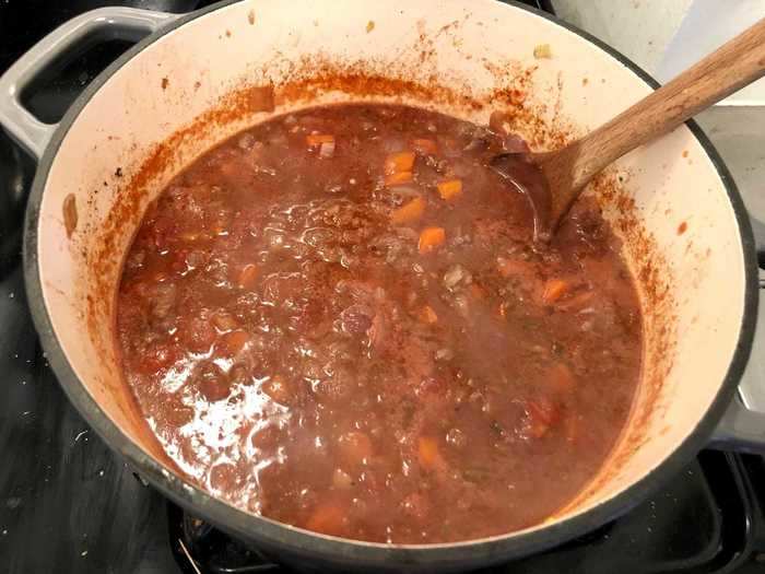 The room filled with a delicious scent as we threw in the rest of the sauce ingredients.