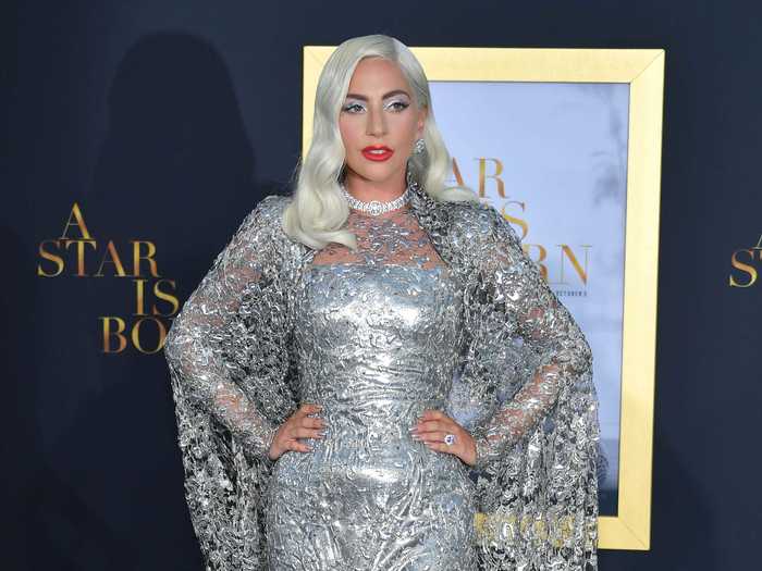 She stunned in an all-silver ensemble for the US premiere of "A Star is Born."