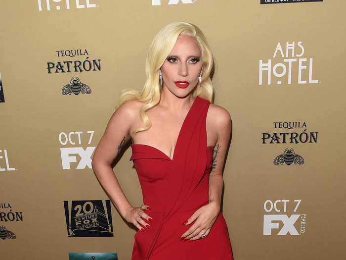 She wore bright red at a screening of "American Horror Story: Hotel" in 2015.