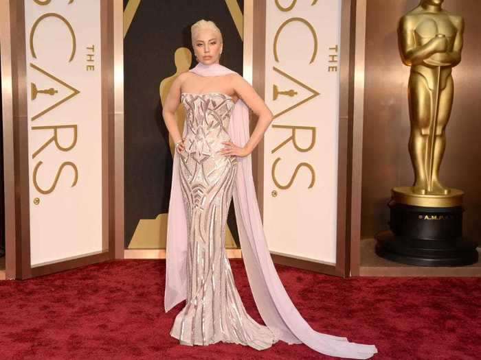 Gaga went with a refined look for the 2014 Oscars.