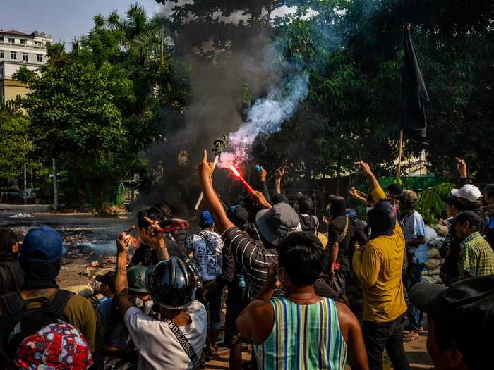 The Myanmar junta on Saturday continued a brutal crackdown on a nationwide civil disobedience movement in which thousands of people have turned out to protest in the streets.