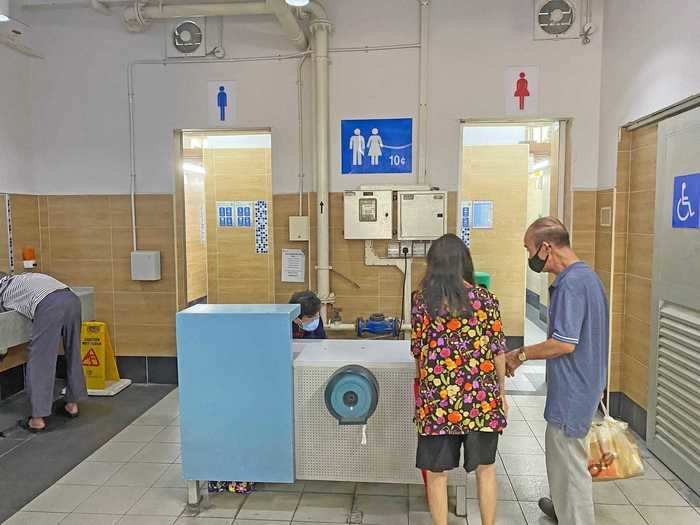 There are bathrooms at hawker centers, but in some cases you may need to pay 10 cents to use them - and you