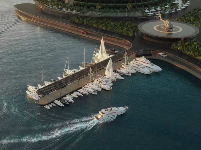 Guests would be able to reach the hotel by boat or via a 140-foot pier that would connect to the shore.