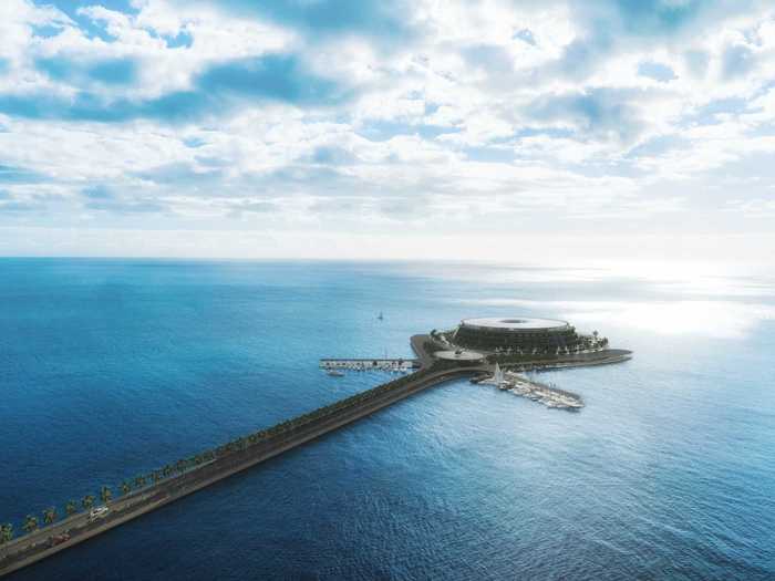 The plan is for the hotel to be built in Qatar - a peninsular nation with more than 350 miles of coastline - but the design firm says it could be moved virtually anywhere in the world.