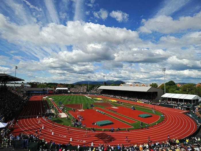 The original Hayward Field opened in 1919 as a football stadium repurposed from a cow pasture. It has hosted multiple NCAA Championships and Olympic trials over the years.