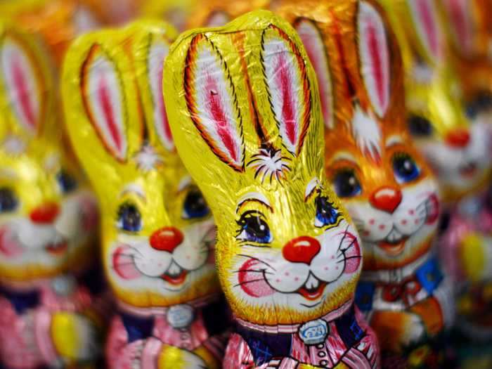 Back to the fun stuff: chocolate. As many as 91 million chocolate bunnies are sold in the US for Easter annually.