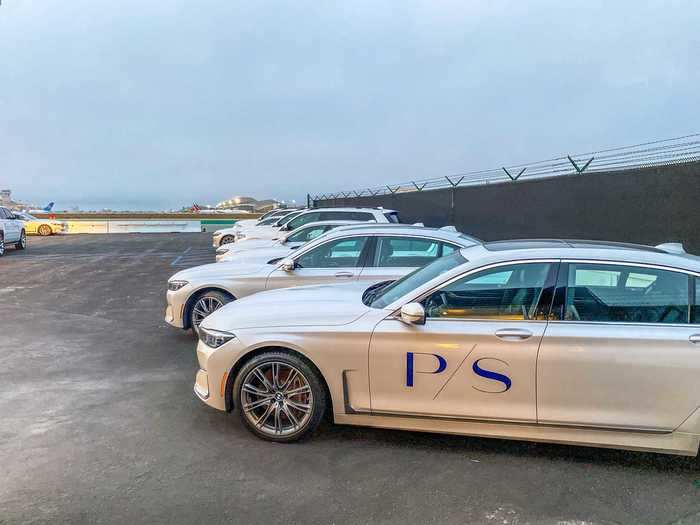 The suite window overlooked the airfield, as well as the PS fleet of luxury vehicles. The firm also offers a new service, called PS Direct, where flyers can be taken straight from their domestic flights to their final destination and avoid both the commercial terminal and the PS facility altogether.