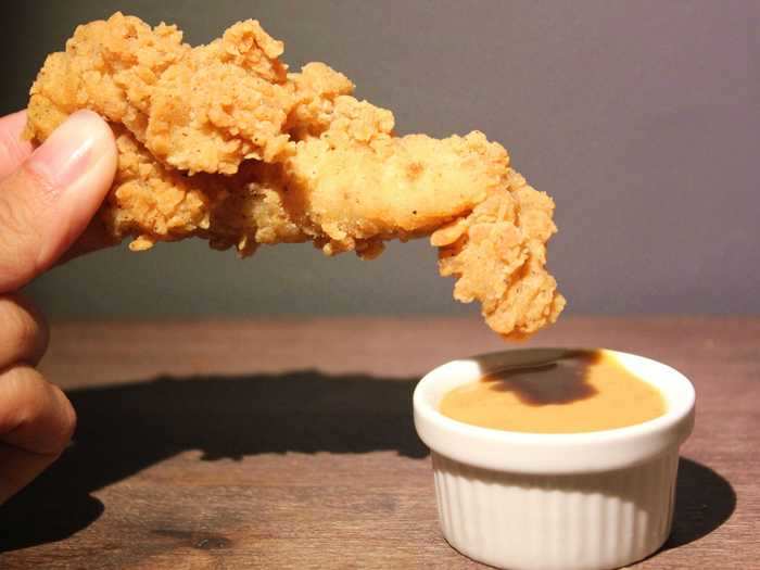 The KFC sauce tasted similar to a honey mustard with subtle hints of a smokey barbecue sauce.