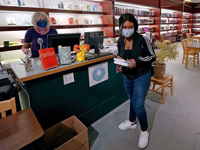 The china department was transformed into a library, and shelves that once held dinnerware now hold books for high school students.