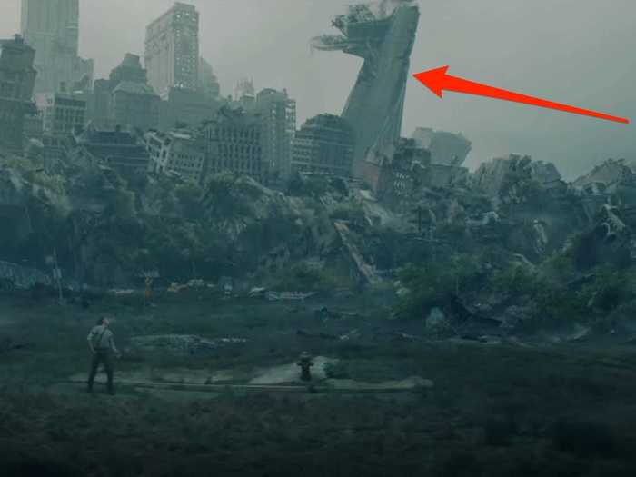 The trailer shows a destroyed Avengers Tower.