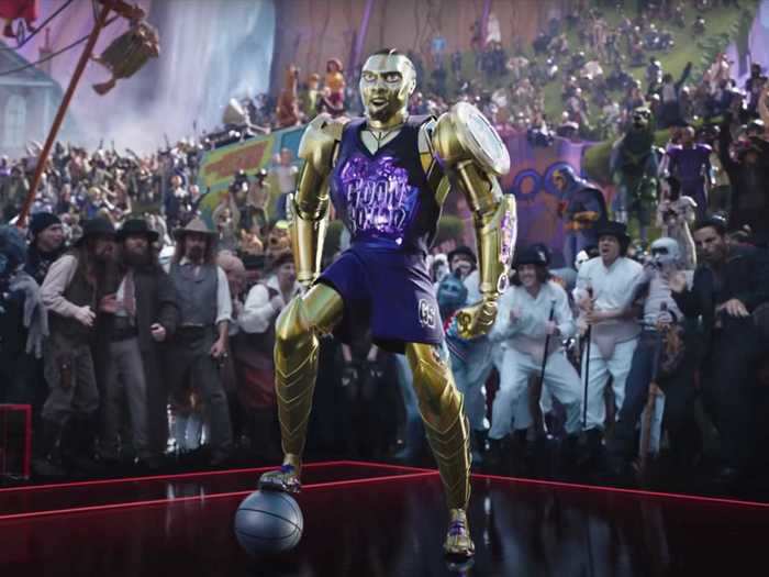 Portland Trail Blazers superstar Dame Lillard is a golden robot with supreme ball-handling skills in the movie.