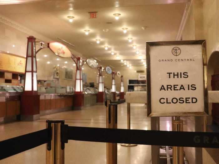 The dining concourse in the basement of Grand Central was completely closed last year.