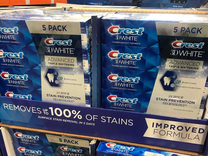 This bulk pack of Crest 3-D White toothpastes comes out to $2 a tube.