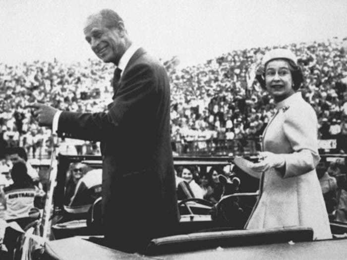 1982: The Queen looked surprised after her husband, Prince Philip, pointed out that they should be going another way as they drove through the crowd of athletes and officials during the Closing Ceremony of the 12th Commonwealth Games.