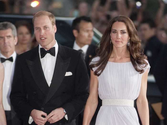 In 2011, Kate Middleton joined William at a BAFTA reception in Los Angeles wearing a lilac gown by Alexander McQueen.