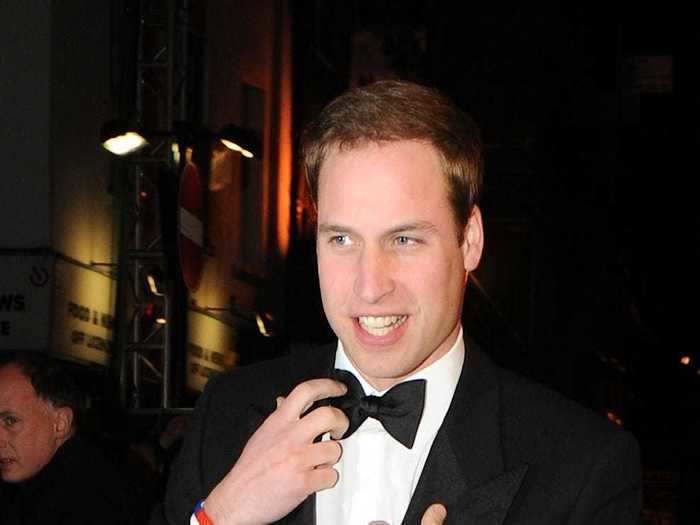 Prince William went stag to the BAFTAs in a black tux in 2010.