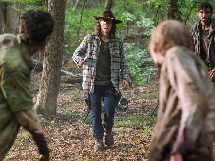 10. Carl wound up bit by a walker after he tripped and fell in the woods. He then took his own life offscreen in a church.