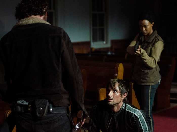 51. Gareth led the cannibals of Terminus before getting bludgeoned and hacked to bits by Rick.