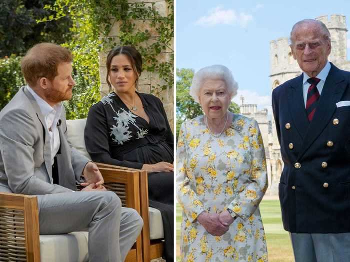 March 2021: Things also appeared to be relatively friendly between the Queen, Prince Philip, Prince Harry, and Meghan Markle prior to the Oprah interview.