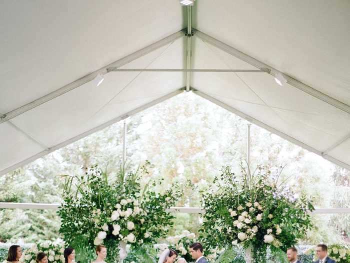 Casey and Mike said their vows in a tent in her parents