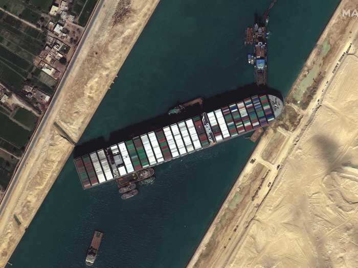 March 23: Large cargo ship Ever Given gets stuck in the Suez Canal, snarling global trade operations.