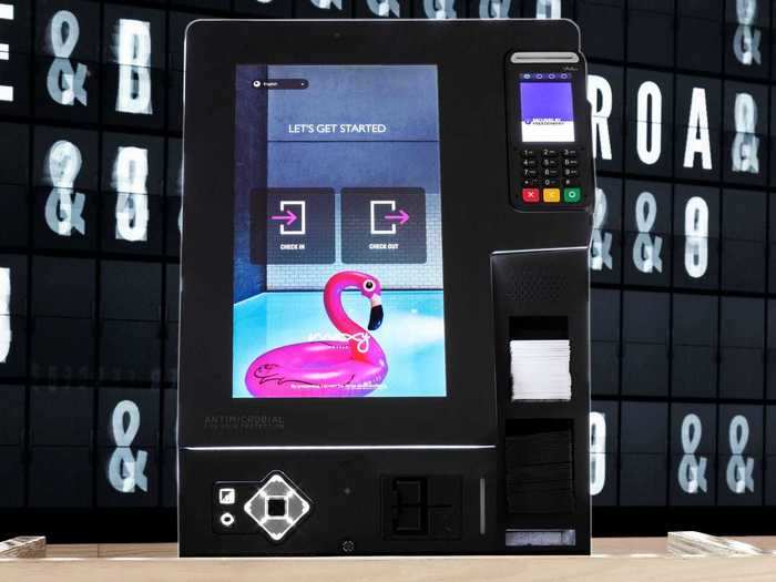 Guests can also grab their room keys from the kiosks, which are equipped with touchscreens that have "antimicrobial technology."