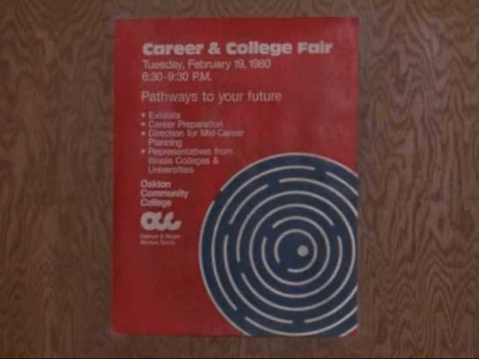 The library has a poster for a college and career fair that happened years ago.