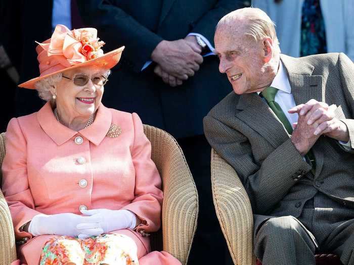 The Queen and Philip looked relaxed as they chatted at the Royal Windsor Cup Final in 2018.