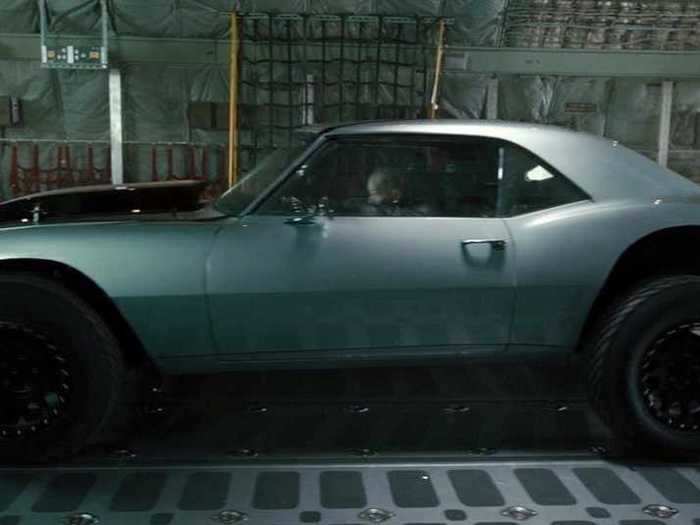 Roman drops from the sky in "Furious 7" into a custom 1967 Camaro Z28.