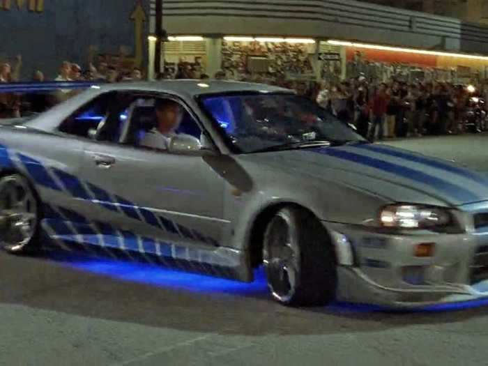 Brian races the 1999 Nissan Skyline GT-R R34 in the opening of "2 Fast 2 Furious."