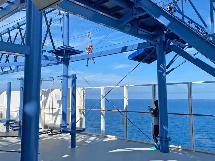 For adventurous passengers, there was a zip-line course 18 decks above the water.