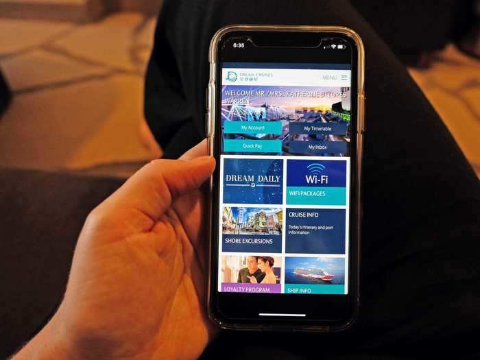 As I settled into my room, I downloaded the Dream Cruises app, where I could purchase Wi-Fi, view maps and guides of the ship, and make reservations at the paid restaurants or for shows.