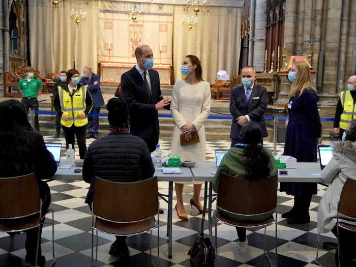 Prince William and Kate Middleton paid a visit to the vaccination site at Westminster Abbey, where they wed almost 10 years ago.