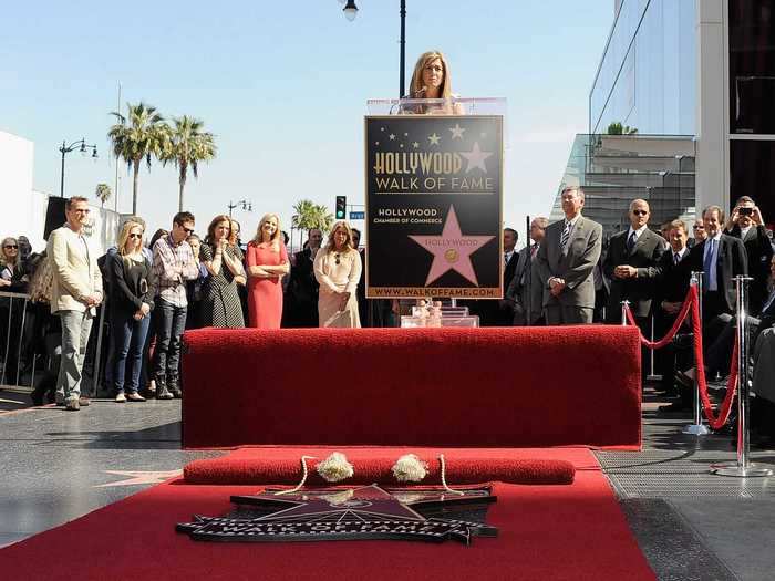 February 22, 2012: Aniston received a star on the Hollywood Walk of Fame, and Theroux was in the audience to offer support.