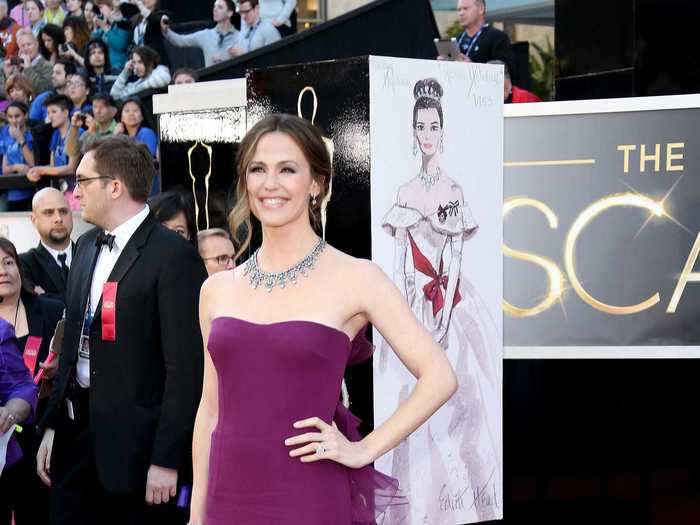 She showed up to the Oscars that year in a purple, ruffled dress.