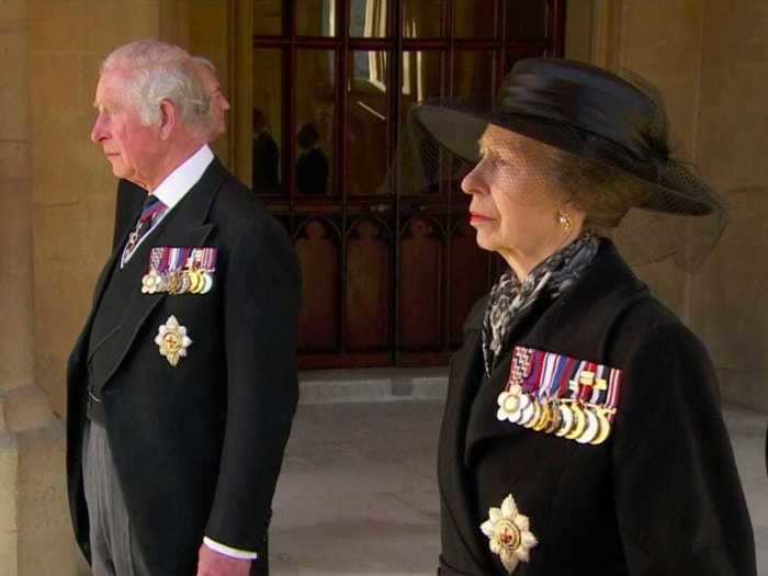 Prince Charles and Princess Anne prepare to process to St. George