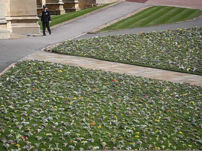 Flowers were placed at Windsor Castle ahead of the Duke of Edinburgh