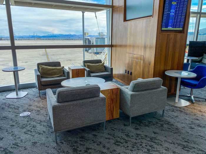 Aviation enthusiasts will enjoy one of the seating areas near the window as a variety of aircraft can be spotted.