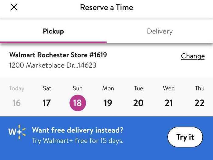 When you open the app, it prompts you to choose your nearest location for pickup, or add your address for delivery.