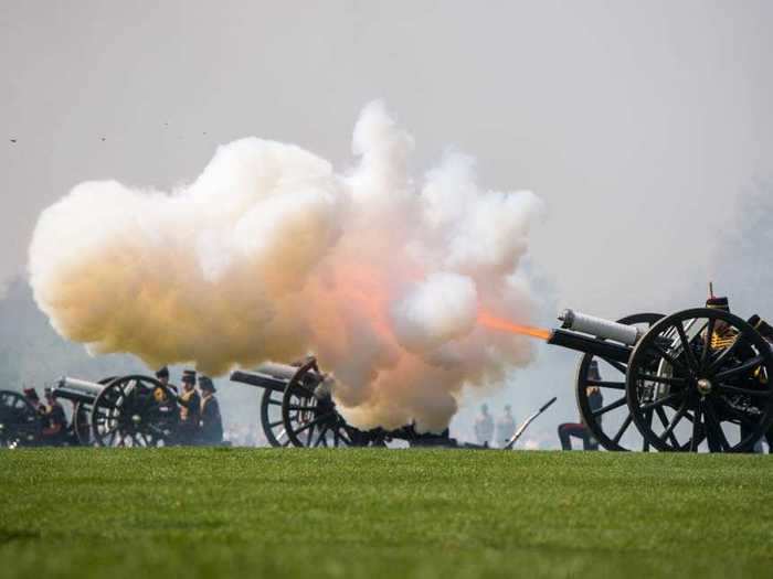 You can expect to hear a gun salute on the Queen