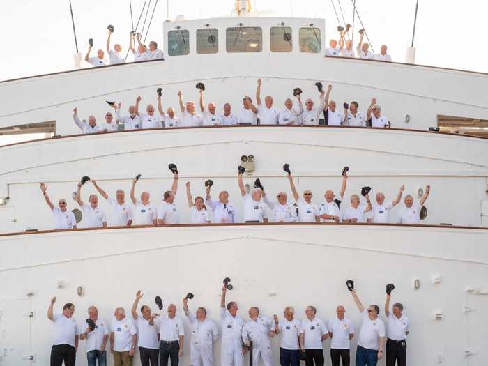 The former royal yachtsmen, known as "yotties," now reunite annually to help maintain the ship.