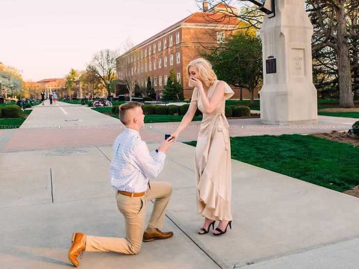 Then Reynolds got down on one knee and asked Padgett, "Will you marry me?"