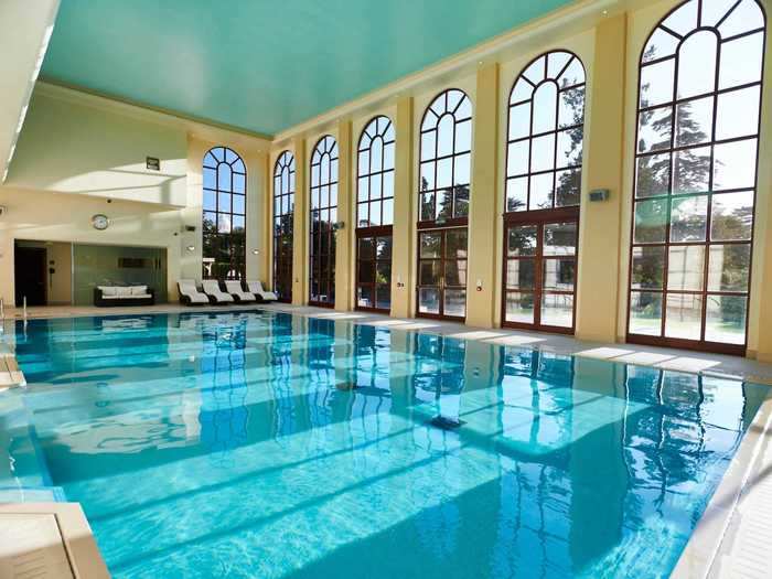 The fitness center includes a 50-foot heated indoor pool.