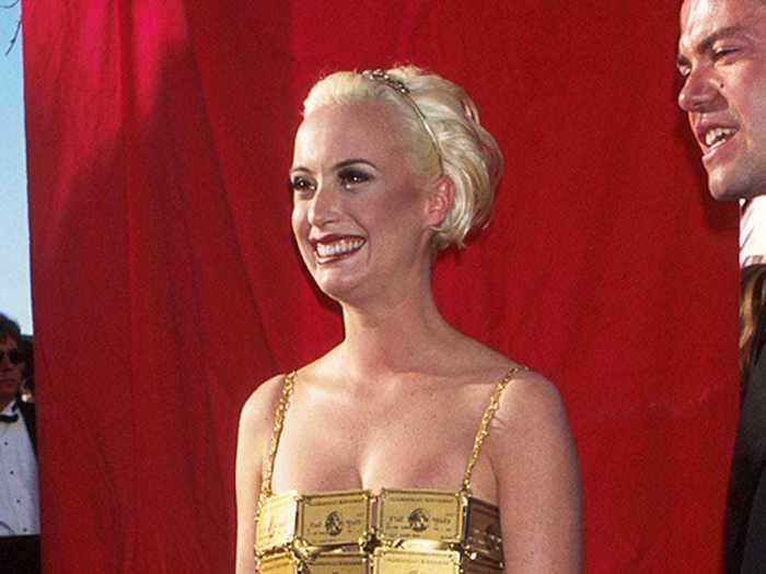 1995: Lizzy Gardiner wore a dress entirely made of American Express gold cards.