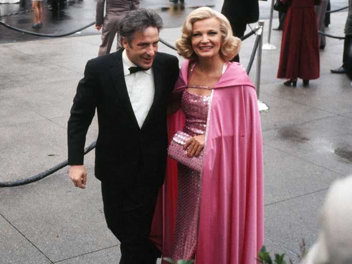 1975: Gena Rowlands wore a glitzy pink dress with a matching Little Red Riding Hood-esque cape to accompany John Cassavetes.