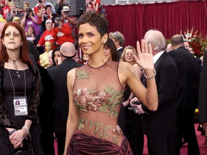 Halle Berry made history in this dress as the first black woman to win a best actress award in 2002.