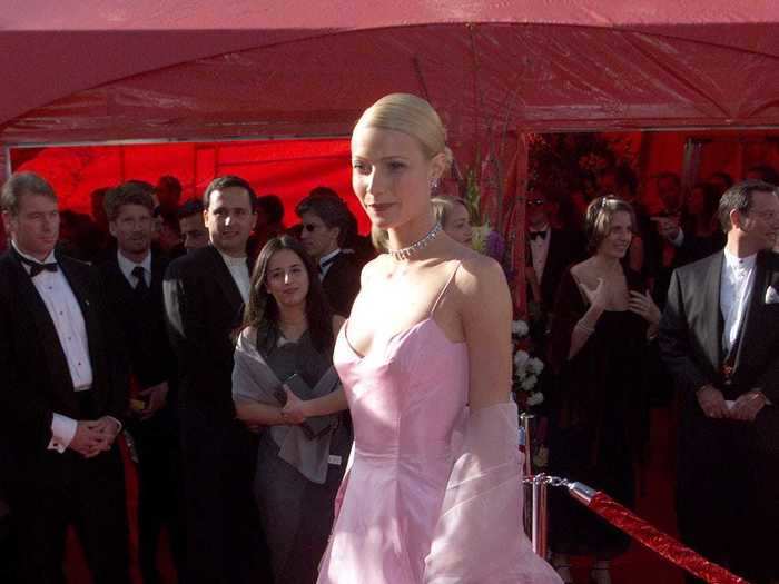 Gwyneth Paltrow stunned in her pink Ralph Lauren dress in 1999 when she accepted her Oscar for "Shakespeare in Love."