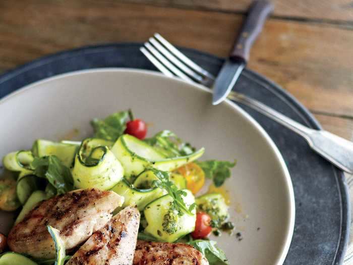 Take your grilled chicken salad up a notch by pairing it with zucchini and a lemon-caper vinaigrette.